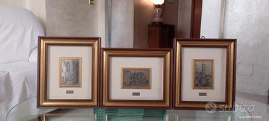 Tris Quadri acquaforte argento 800% Ronciglione 