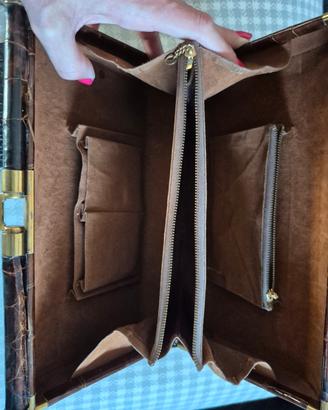 borsa a mano vintage in vera pelle di coccodrillo