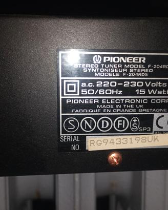 PIONEER STEREO TUNER SYNTONISEUP