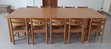 Tavolo in pregiato legno di Olmo allungabile.