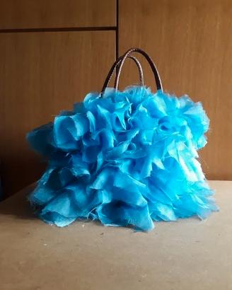 Borsa da spiaggia in paglia azzurra