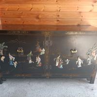 MOBILE CREDENZA DECORATO in LACCA NERA CINESE