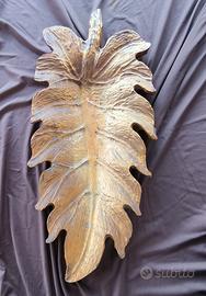 scultura legno massiccio intagliato foglia 