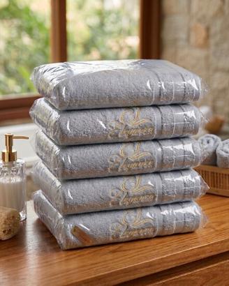 Set 5 Asciugamani 50x100 100% Cotone 200g