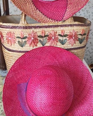 SPORTA E CAPPELLI IN PAGLIA.     VINTAGE 