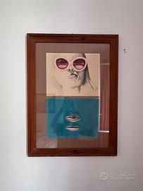 Quadro donna con occhiale e bocca