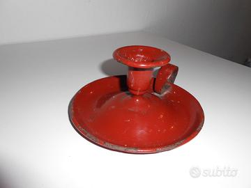 Portacandele in metallo smaltato vintage