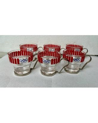 Tazzine Caffè Olimpiadi anni 80 Vintage Vetro