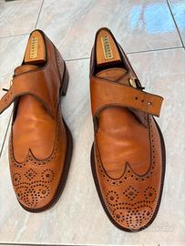 Scarpe Classiche Monk Strap Brogue in Pelle