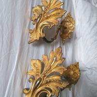 2 Supporti Da Tendaggio, In Bronzo Dorato
