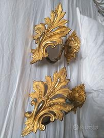 2 Supporti Da Tendaggio, In Bronzo Dorato