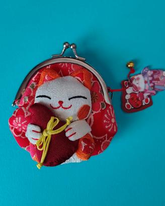 Borsellino portamonete Maneki Neko, gatto bianco