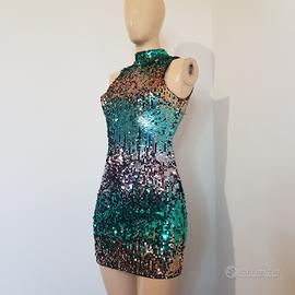 Abito corto paillettes schiena scoperta Xs