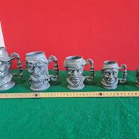 Set 5 boccali di Birra in metallo.