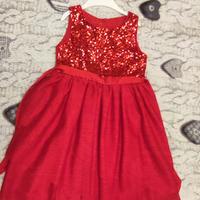 Abito bambina rosso con paillettes