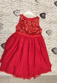 Abito bambina rosso con paillettes