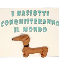 Targa in legno Cane Bassotto in resina