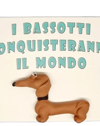 Targa in legno Cane Bassotto in resina