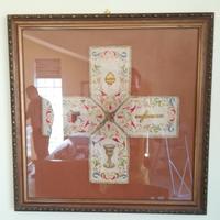 Quadro con copri-pisside in filamenti d'oro