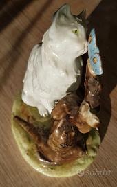 Ceramica bavarese gatto e farfalla