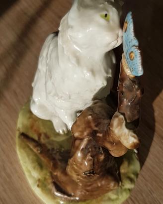 Ceramica bavarese gatto e farfalla
