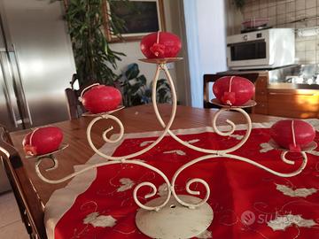 Candelabro in ferro battuto a 5 braccia vintage