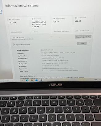 ASUS VivoBook 15 i7  8GB RAM  SSD 512GB Batt 30 cl