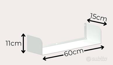 Mensola  da Parete  60 cm in metallo bianco