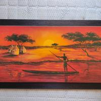 Quadro in legno tema etnico africano 50x100