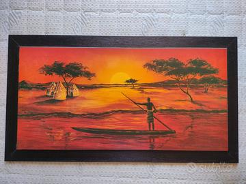 Quadro in legno tema etnico africano 50x100