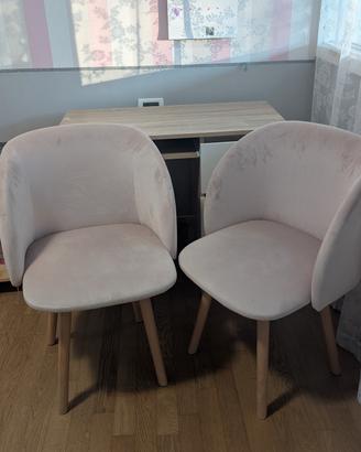 Coppia poltroncine in velluto e legno