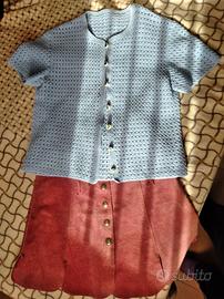 Completo vintage- gonna in vera pelle-
