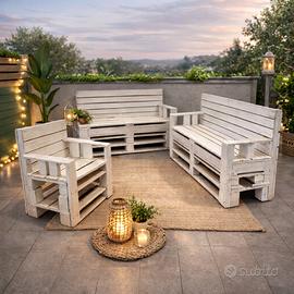 Set panchine e sedia giardino in bancali