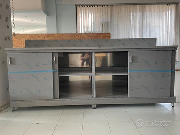 Banchi professionali in acciaio 250 cm- teca vetro