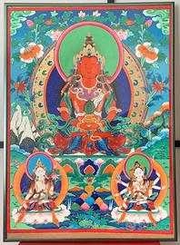 Quadro dipinto in acquarello del Buddha Amitabha