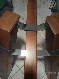 Tavolo in cristallo con sedie In ferro battuto