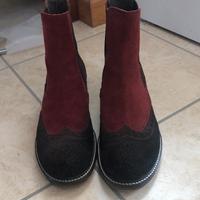 Stivaletti scamosciati bordeaux/marrone