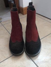 Stivaletti scamosciati bordeaux/marrone