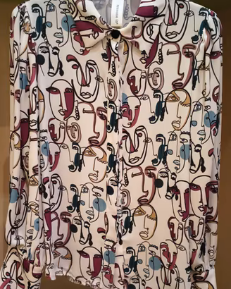 Camicia donna fantasia polsino alto