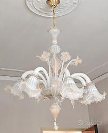 lampadario vetro murano bianco latte