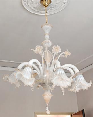 lampadario vetro murano bianco latte