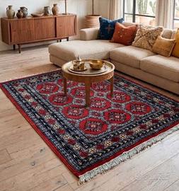 tappeto bukhara vintage fatto a mano con lana 