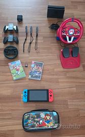 Nintendo Switch 1 -V2 + 3 gio + volante HORI + mic