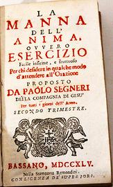 La Manna Dell'Anima - Libro Antico Religione 1745