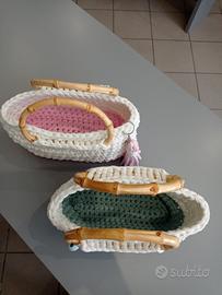 Borse di fettuccia in cotone fatto all'uncinetto