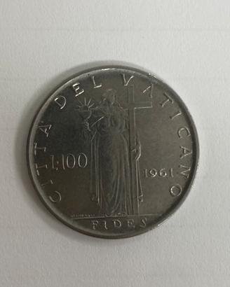 100 lire città del Vaticano 1961