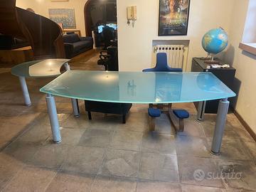 Scrivania direzionale FREZZA vetro satinato 208x10