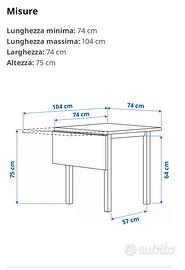 Tavolo NORDVIKEN  74/104x74