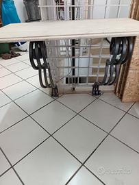 consolle in ferro battuto e marmo