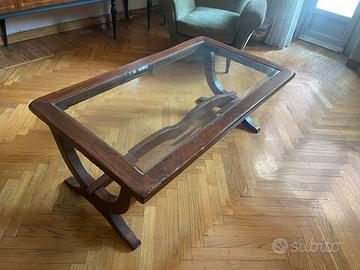 Tavolino arte povera e vetro